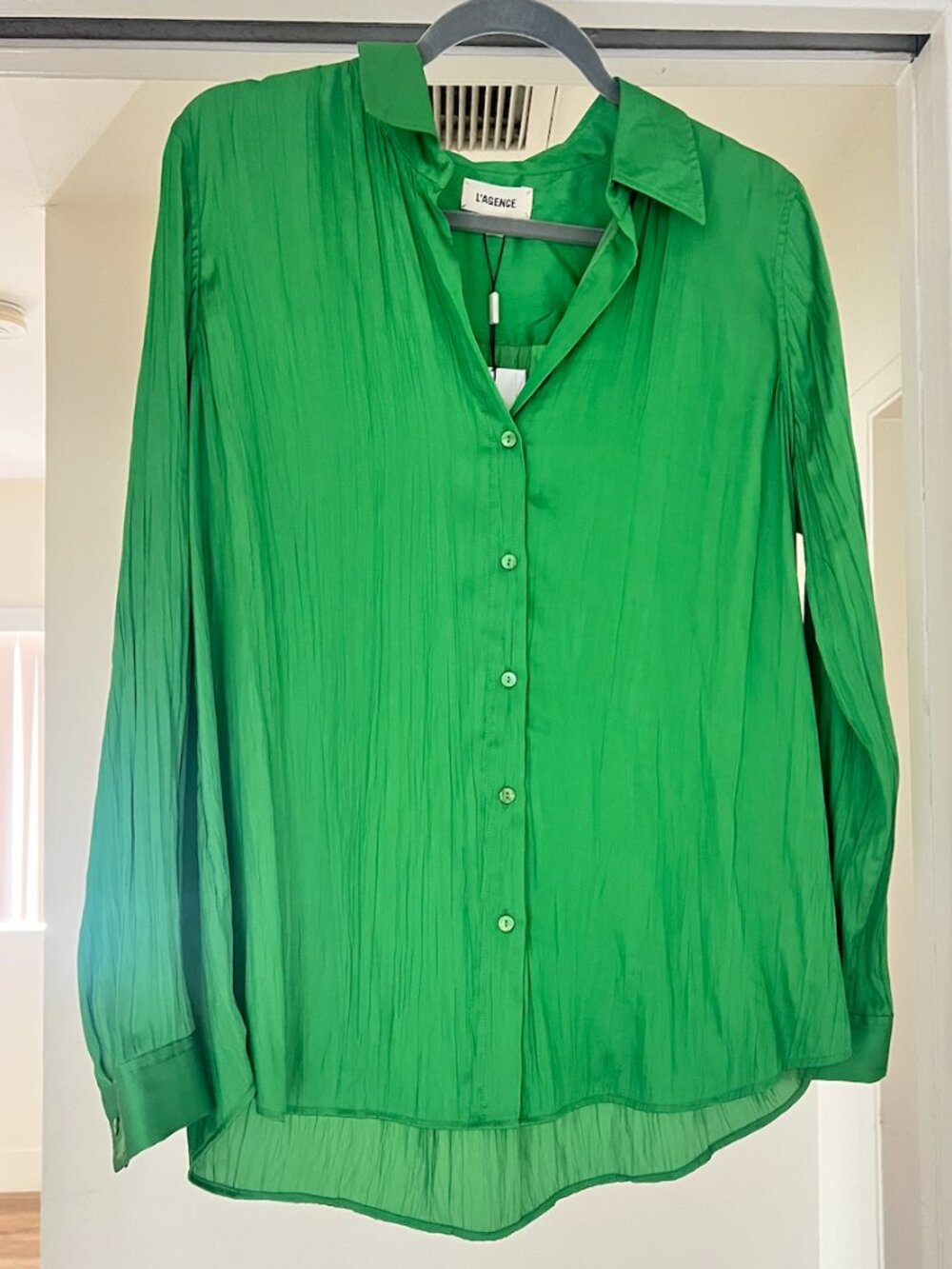 NWT green silky blouse by L'Agence